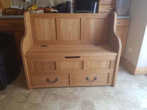 Click Here To Enlarge This Photo Of Wentworth Oak Monks Bench with Drawers