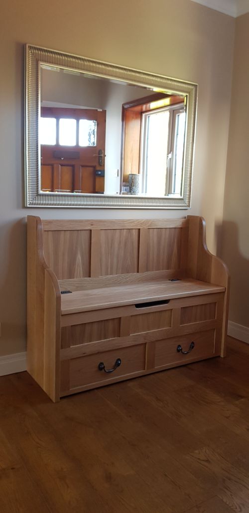 Click Here To Enlarge This Photo Of Wentworth Oak Monks Bench with Drawers