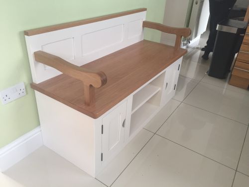 Click Here To Enlarge This Photo Of Window Seat With Oak Arms and Doors