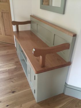 Click Here To Enlarge This Photo Of Window Seat With Oak Arms and Doors